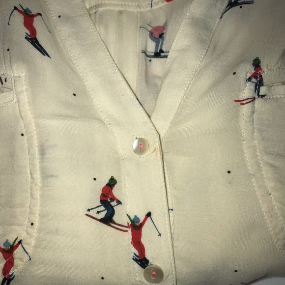 Maeve Anthropologie Novelty Skier print Blouse - Picture 8 of 8